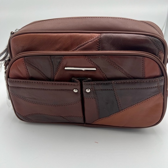 BOHO Brown Patchwork Faux Leather Shoulder Purse - Picture 1 of 9